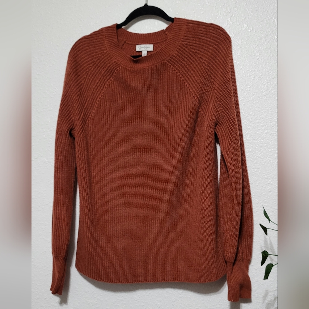 Jessica Simpson, orange knit sweater, size L
